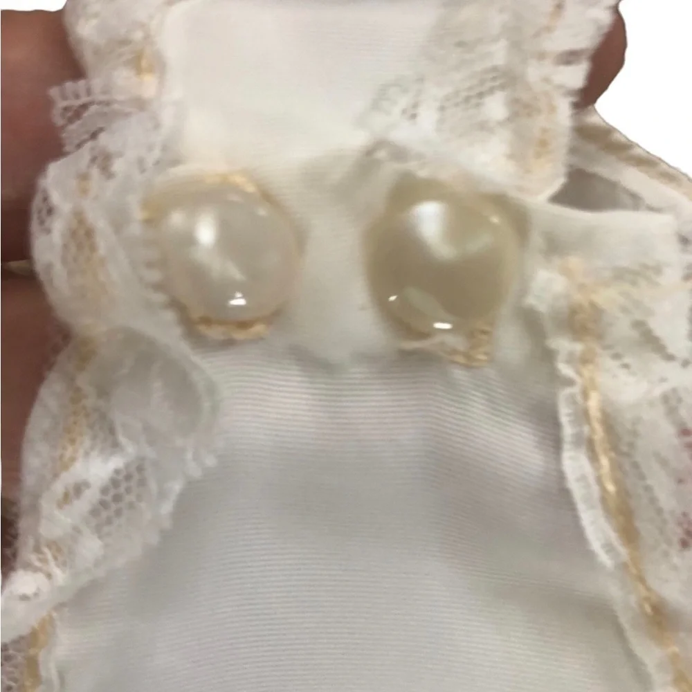 VTG Infant Christening Baptism 4 PC Dress Cape Cardigan Bonnet Ivory W/Lace OS